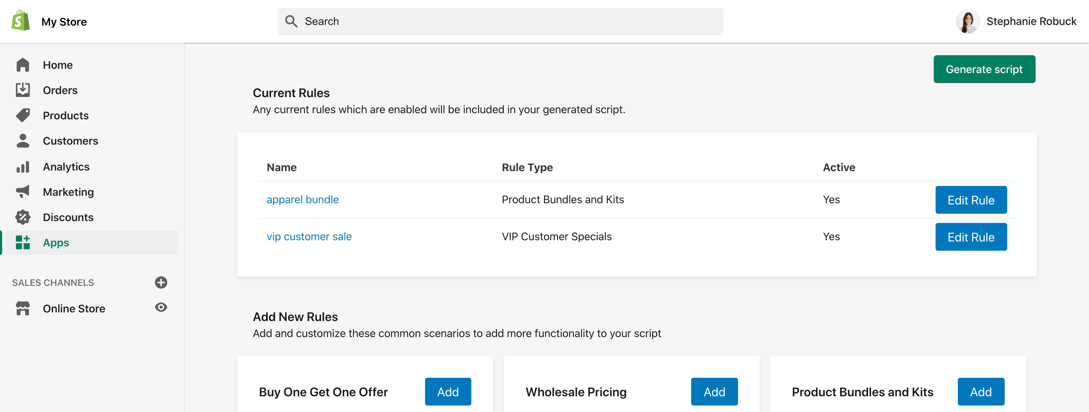 Screenshot of main app